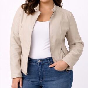 Baccini Women's Cream Leather Jacket